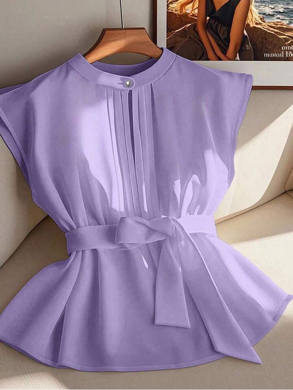 GlowEve Curve Lavender Pintuck Blouse With Pearl Detail Fits like 2X NWT